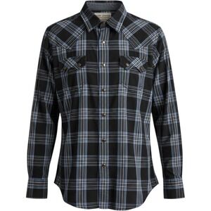 Cody James Western Snap Shirt Mens Medium Black Blue Plaid Long Sleeve Yoke